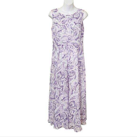 BLACK LABEL by Evan-Picone Lilac Paisley Print Sleeveless Fit & Flare Dress - Picture 11 of 11